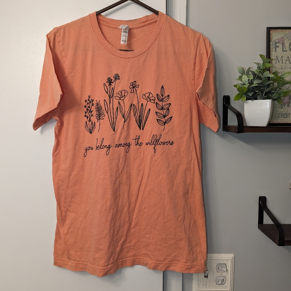3/$12 Coral Graphic Floral T-shirt Top